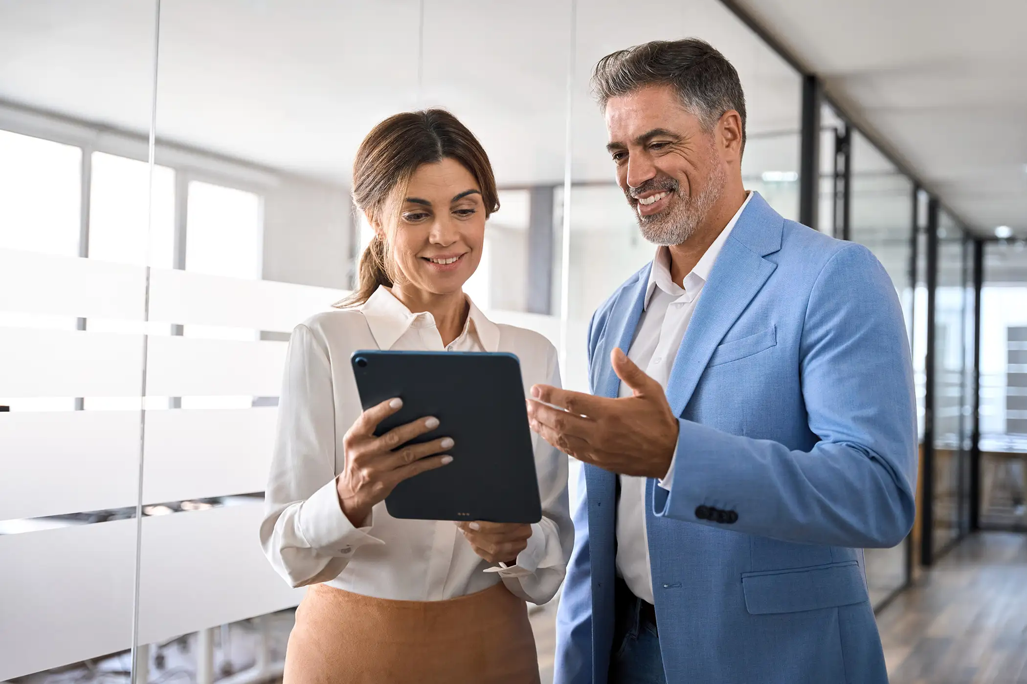 Business workers talking about temporary staffing trends in 2026